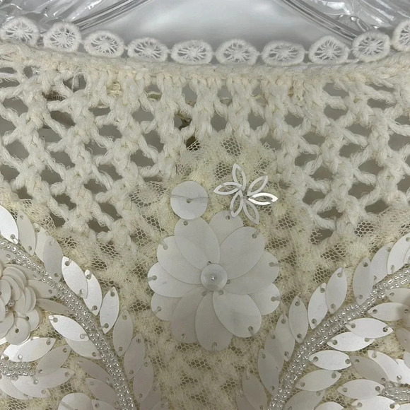 Anthropologie Knitted & Knotted Open Front Beaded Cardigan Bell Sleeve Size M - Picture 11 of 15